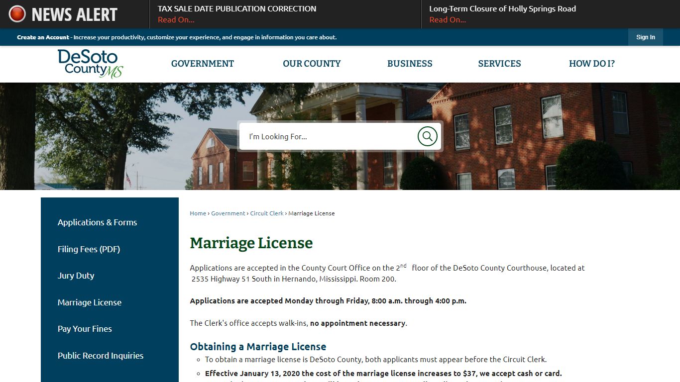 Marriage License | DeSoto County, MS - Official Website