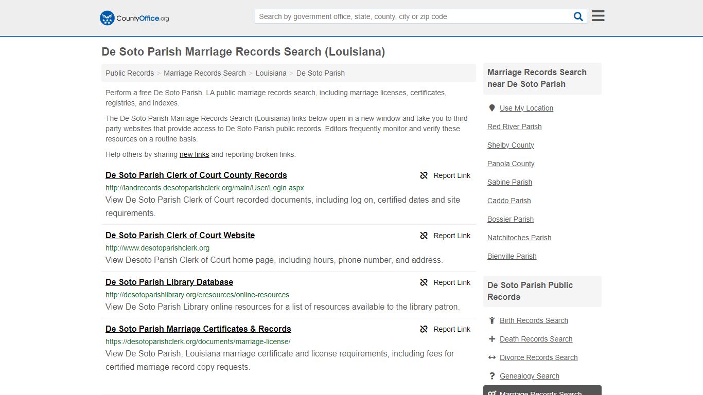 De Soto Parish Marriage Records Search (Louisiana) - County Office
