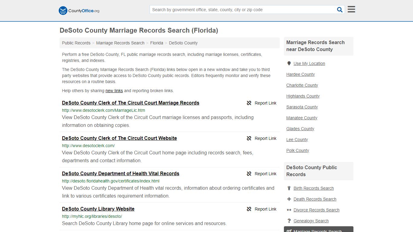Marriage Records Search - DeSoto County, FL (Marriage Licenses ...